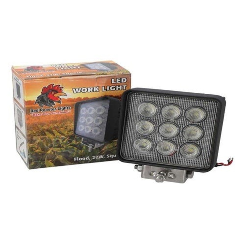 Red Rooster LED Work Light - 27W Square Flood Beam