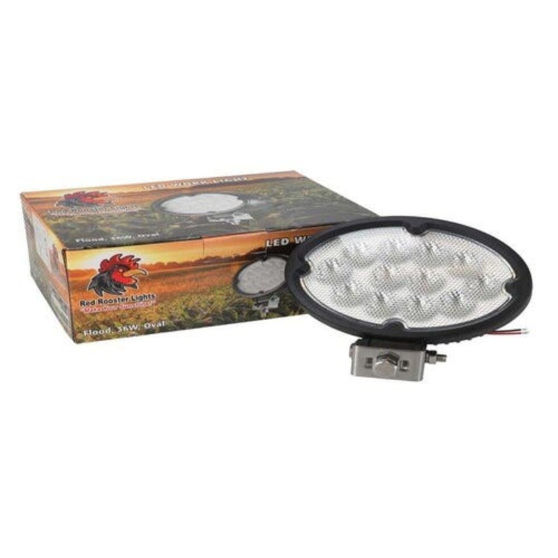 Red Rooster LED Work Light - 36W 7" Oval Flood Beam