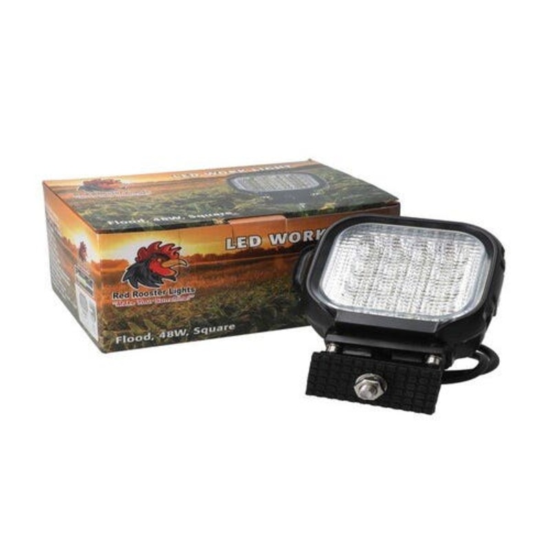 Red Rooster LED Work Light - 48W 4.92" Square Flood Beam