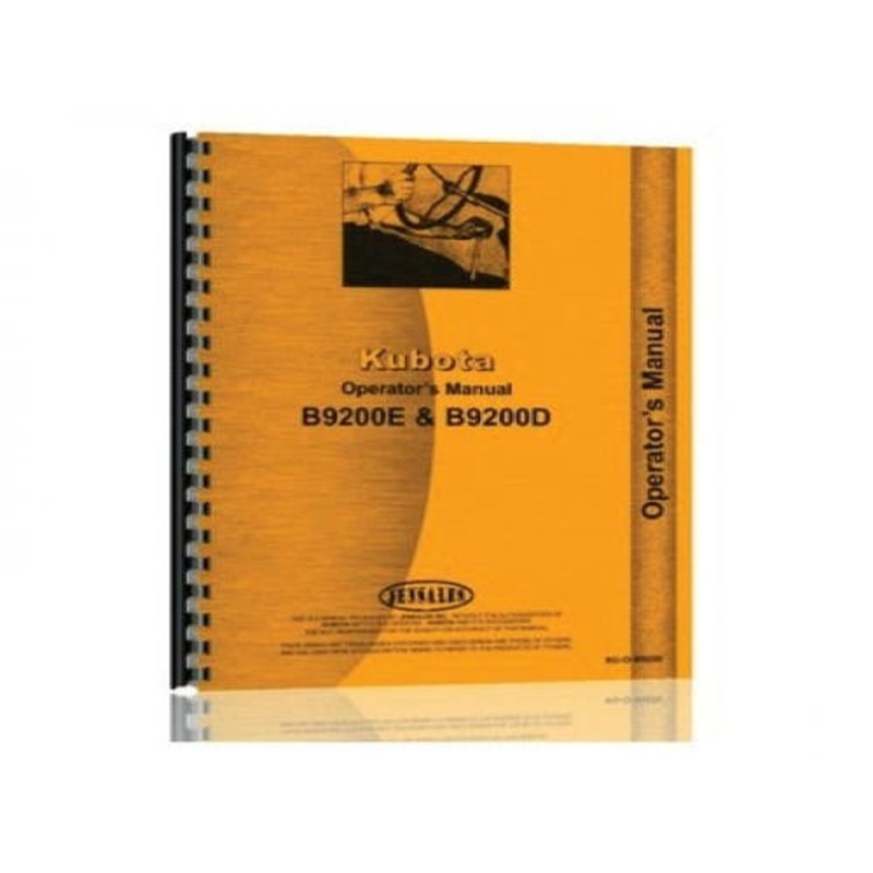 Operator's Manual fits Kubota B9200 B9200