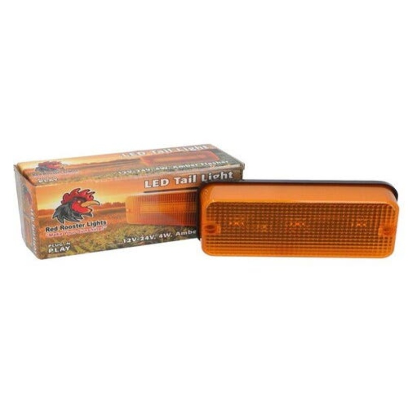 Red Rooster LED Tail Light - 12V-24V 4W Amber Flasher fits New Holland 86023276 fits International 92185C1 fits Ford 86016518