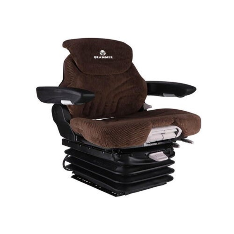 Seat Assembly - Grammer Air Suspension Fabric Brown fits John Deere 7520 7610 7710 7810 AH227974 SJ27400 SJ30179 fits New Holland 87398040 fits Case