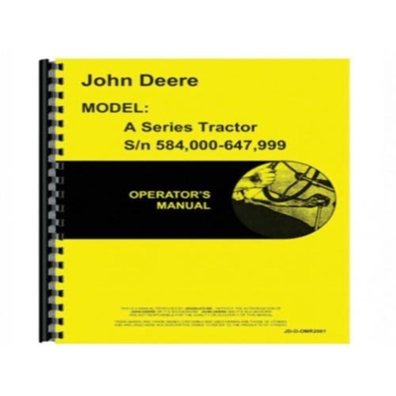Operator's Manual fits John Deere A OMR2001