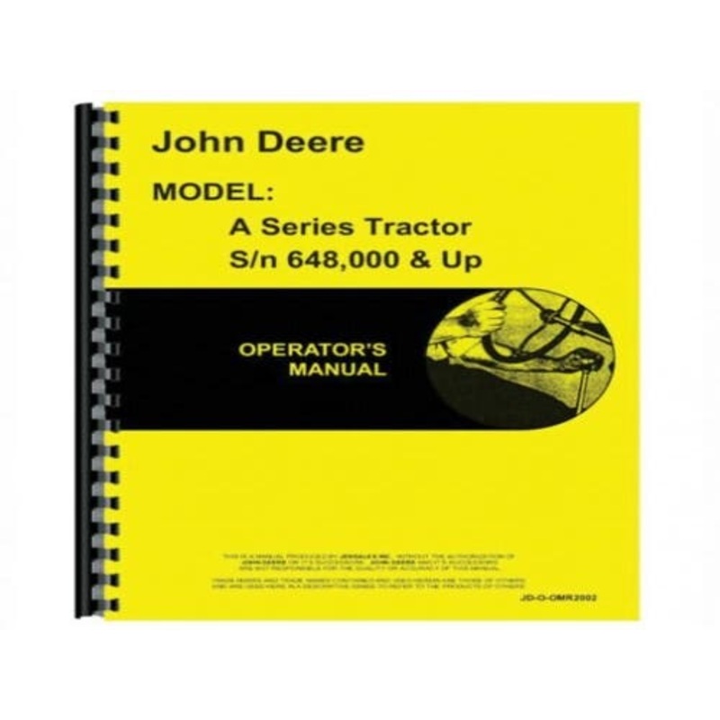 Operator's Manual fits John Deere A OMR2002