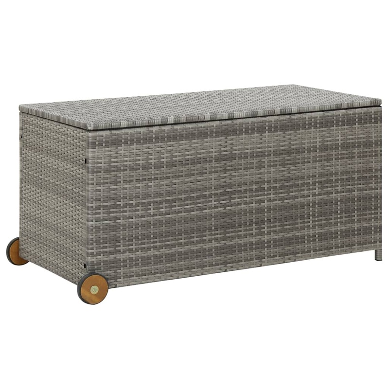 Bote de rangement de jardin gris clair 120x65x61 cm rotin