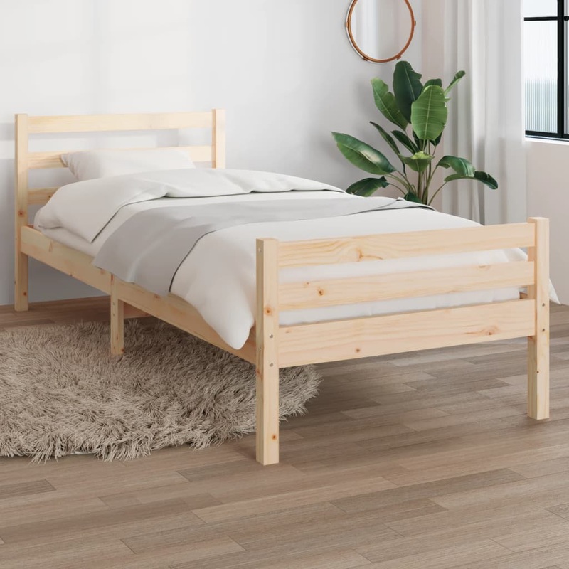 Cadre de lit sans matelas bois massif 75x190 cm