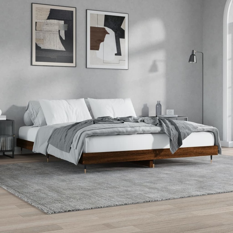 Cadre de lit sans matelas chne marron 160x200 cm