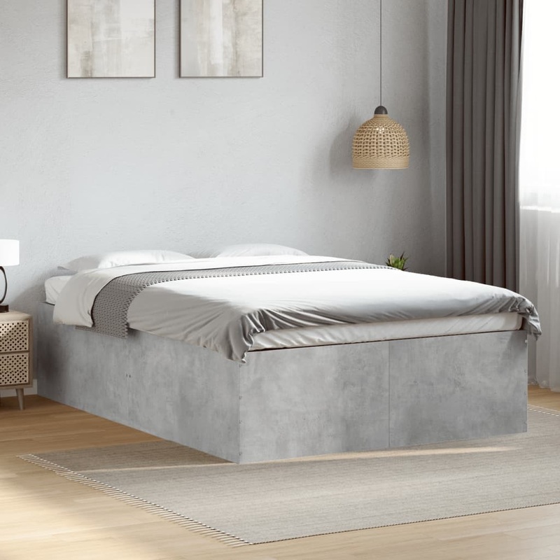 Cadre de lit sans matelas gris bton 135x190 cm