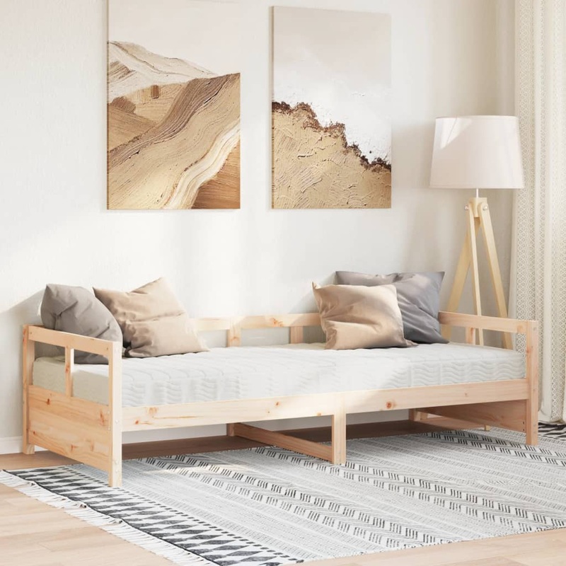 Lit de jour avec matelas 80x200 cm bois de pin massif