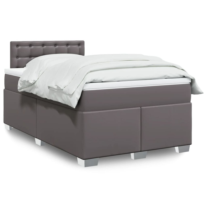 Sommier  lattes de lit avec matelas gris 120x190 cm similicuir